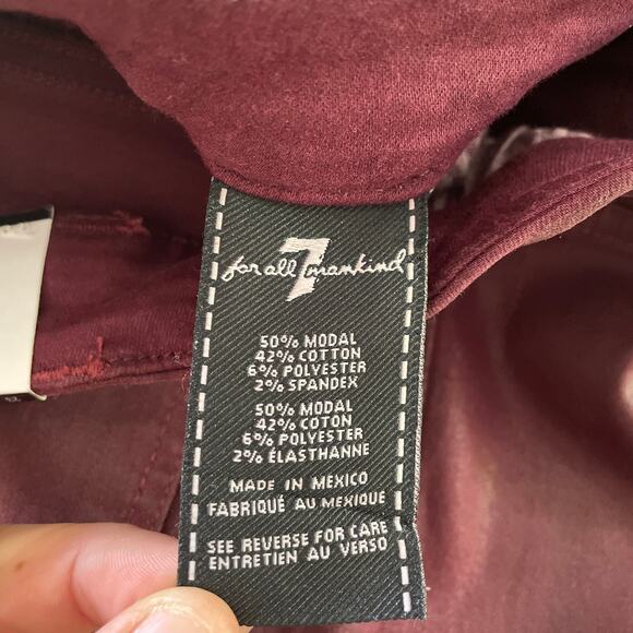 7 For all Mankind NWT  High-Waist Ankle Skinny Coated Jeans in Merlot // 23 - Picture 10 of 12